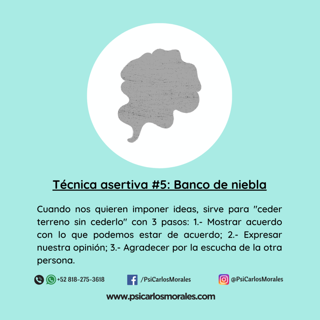Técnica asertiva: Banco de niebla.